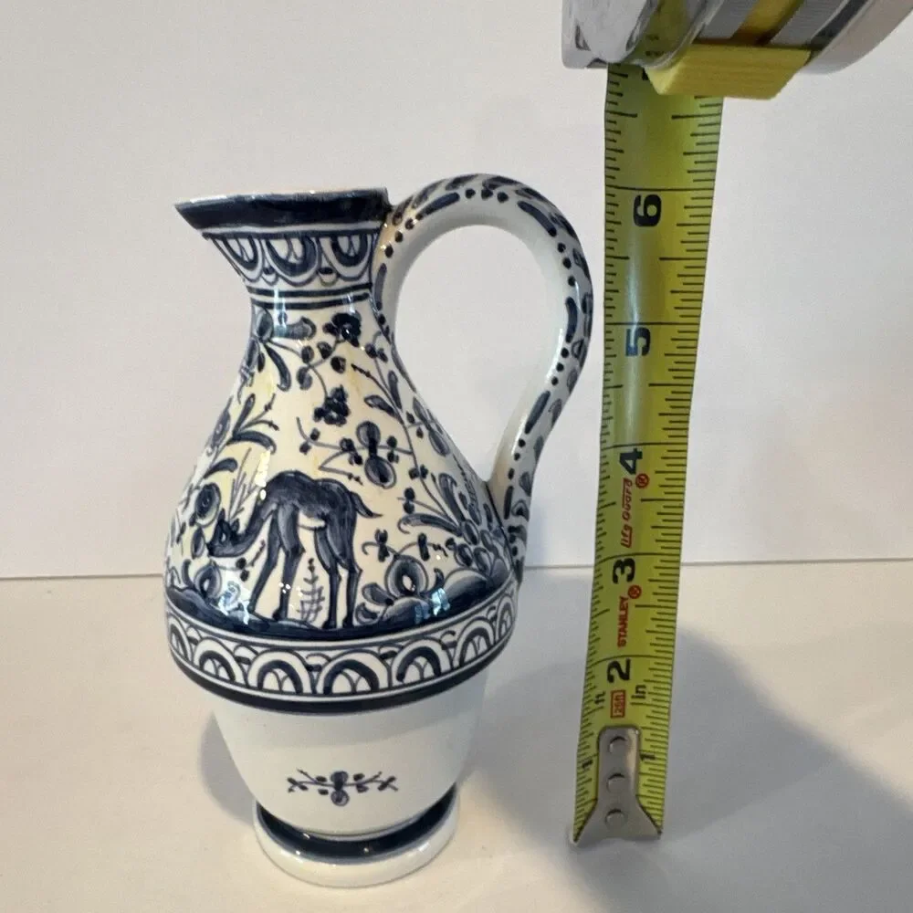 Ceramica Coimbra Blue/White Hand Painted Ceramic Pitcher 1.5L 354 6 inch